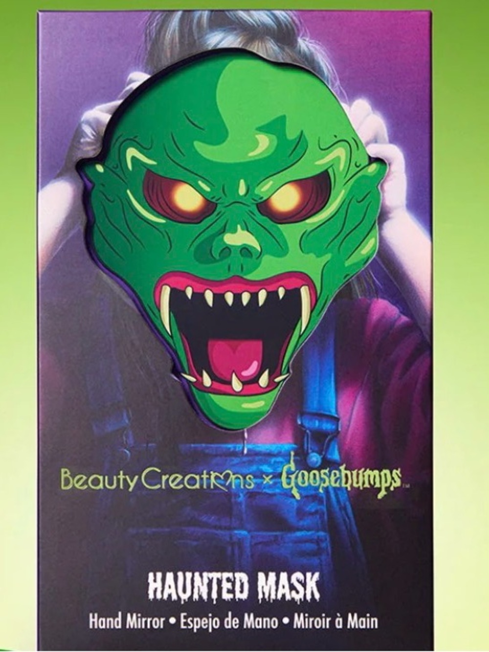 NIB Beauty Creations Goosebumps Haunted Mask Handheld Mirror